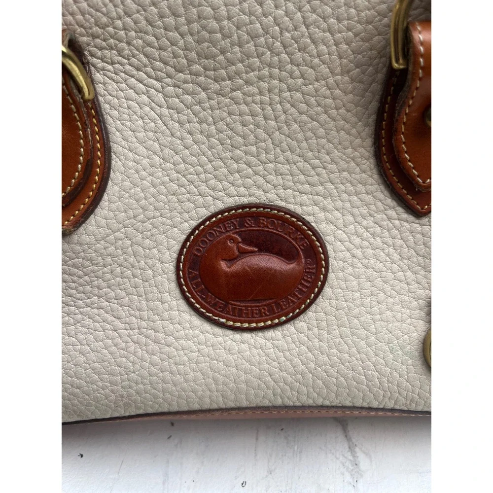 Vintage Dooney Bourke AWL Bone Tan Leather Satchel Crossbody USA Made Bag - Picture 4 of 13